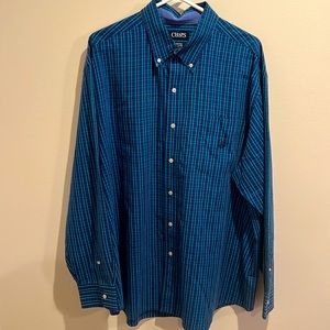 Chap’s Easy Stretch Mens Button Up Long Sleeve (Blue & Black) (Size 2XB)…